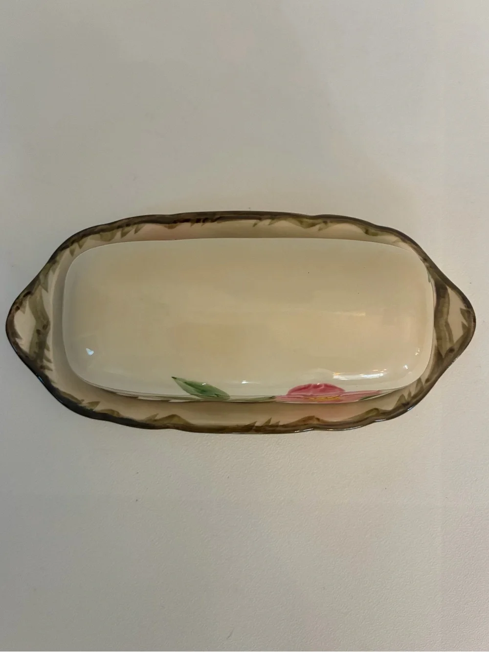 Vintage Franciscan Desert Rose Covered Butter Dish NO FINIAL Lid Made in USA